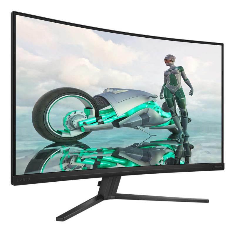 Monitor Gaming Philips EVNIA Curbat, 31.5″, VA, QHD, 180Hz, 1ms, 0.5ms, HDR10, FlickerFree, HDMI, DisplayPort, 32M2C3500L/00, Negru