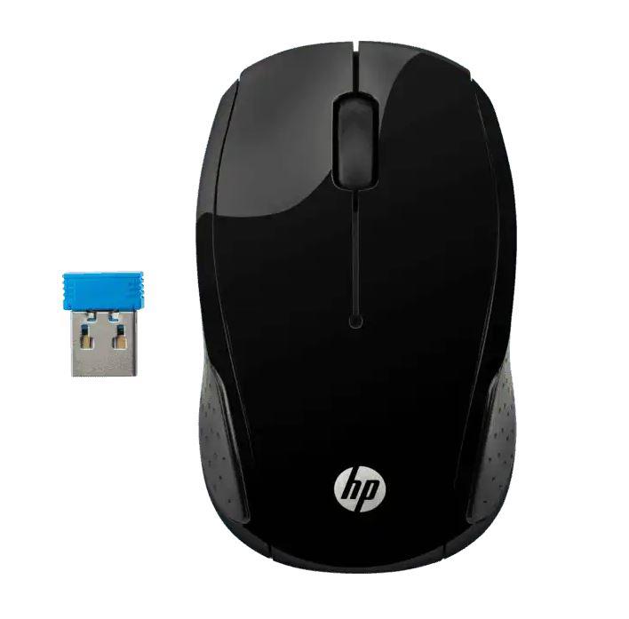 Mouse wireless HP 200, dongle USB 2,4GHz, ambidextru, autonomie max. 12 luni, 1000 DPI, 3 butoane, 2 baterii AAA incluse, negru