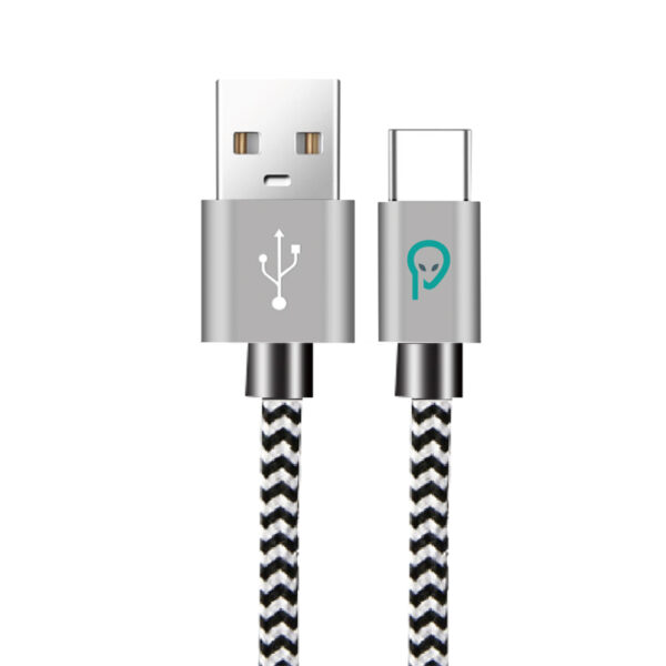 Cablu alimentare si date SPACER, pt. smartphone, USB 3.0 (T) la Type-C (T), 2.1A, braided, retail pack, 1m, zebra