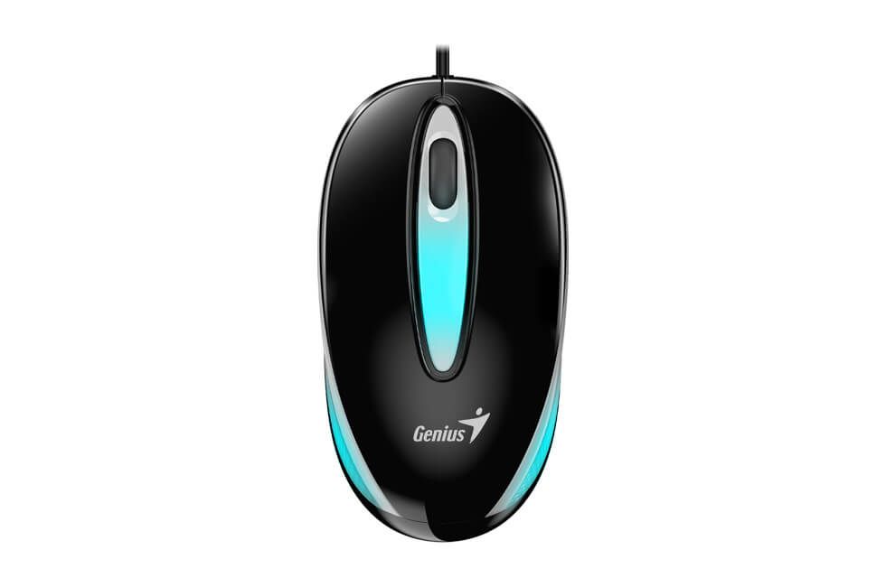 MOUSE Genius, „DX-Mini”, PC sau NB, cu fir, USB, optic, 1000 dpi, butoane/scroll 3/1, LED, negru, „31010025404”