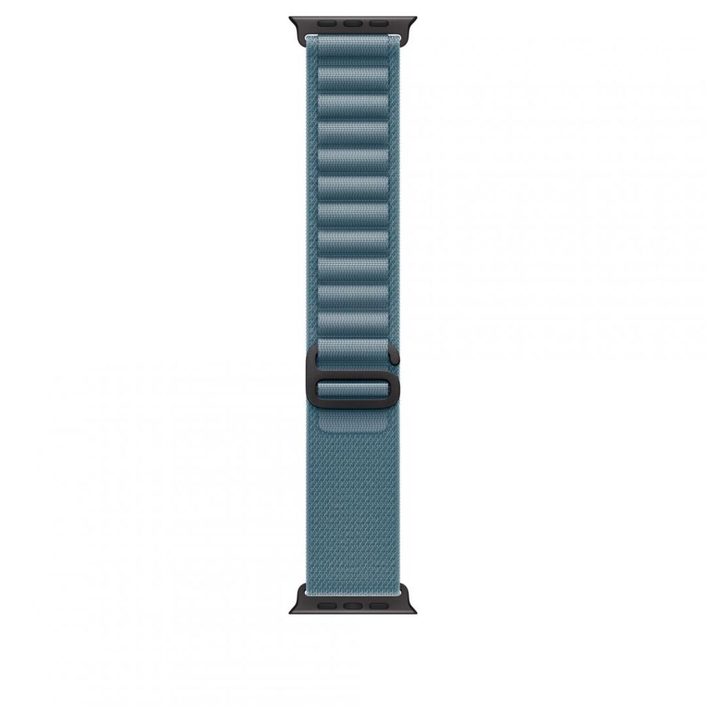 Curea pentru Apple Watch 49mm, Light Blue Alpine Loop – Large – Black Titanium Finish
