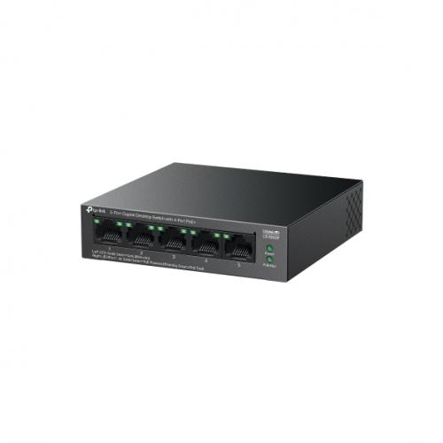 Switch PoE TP-Link Desktop, LS105GP, 5 porturi 10/100/1000Mbps PoE+ , 65W buget PoE