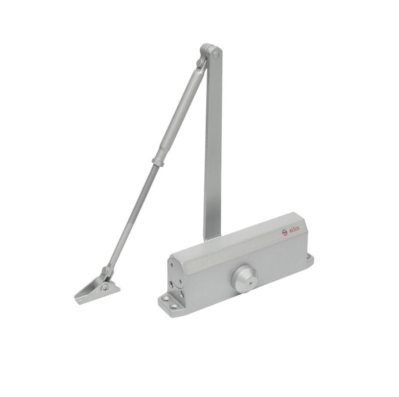 Amortizor hidraulic cu brat pentru usa SA-5044AW-sv, 60-85 Kg, argintiu, aluminiu