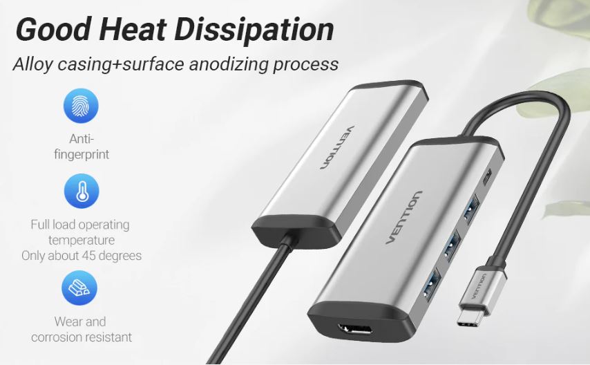 Hub USB tip C 5 in 1 - Port USB de incarcare , USB 3.0, HDMI si PD , 4K Ultra HD , Macbook si Windows, Vention 2 Hub USB tip C 5 in 1 - Port USB de incarcare , USB 3.0, HDMI si PD , 4K Ultra HD , Macbook si Windows, Vention - imagine 2