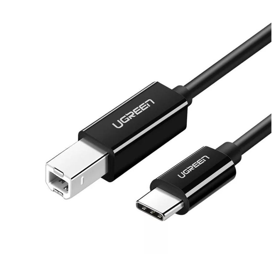 Cablu pentru imprimanta UGREEN US241, USB-C tata la USB-B 2.0 tata, 1m, Negru