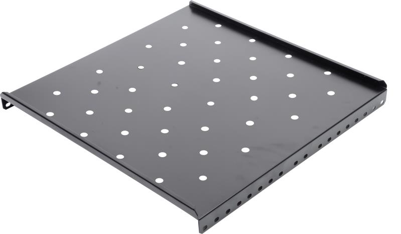 Raft fix SPACER 1U pentru rack 19″, adancime 650mm, pentru cabinet de 1000mm, sarcina maxima 60Kg, vopsea antistatic, otel 1.2mm, negru