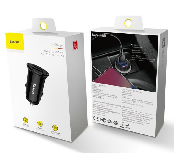 Incarcator auto Baseus Circular, 2x USB-A, Quick Charge 3.0, SPC AFC 30W, Negru 5 Incarcator auto Baseus Circular, 2x USB-A, Quick Charge 3.0, SPC AFC 30W, Negru - imagine 5