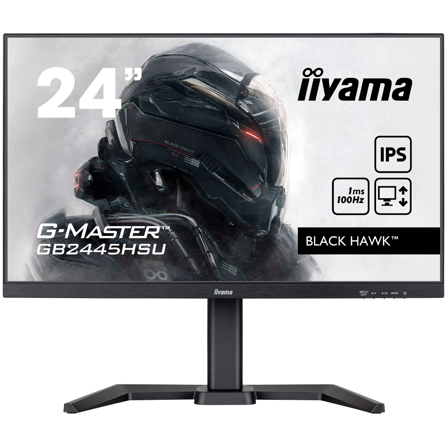 Monitor gaming LED IPS iiyama G-Master GB2445HSU-B2, 23.8″, Full HD, HDMI, Display Port, HUB USB 2×2.0, 100Hz, HAS (150mm), Adaptive Sync, BLACK HAWK ™, Vesa, Negru