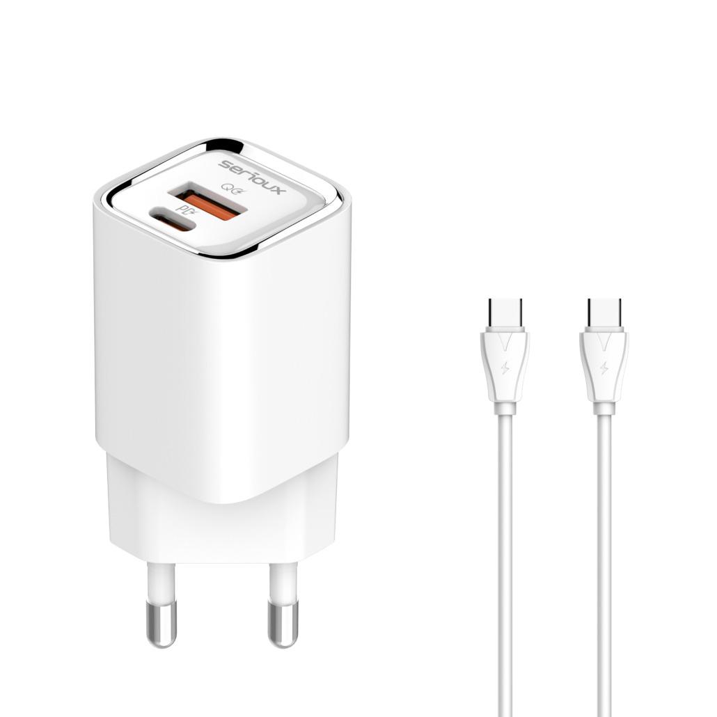 Incarcator retea Serioux QC30W, Quick Charge 3.0, 30W, 1x USB-C, 1x USB-A, cablu Type-C inclus, Alb 2 Incarcator retea Serioux QC30W, Quick Charge 3.0, 30W, 1x USB-C, 1x USB-A, cablu Type-C inclus, Alb - imagine 2