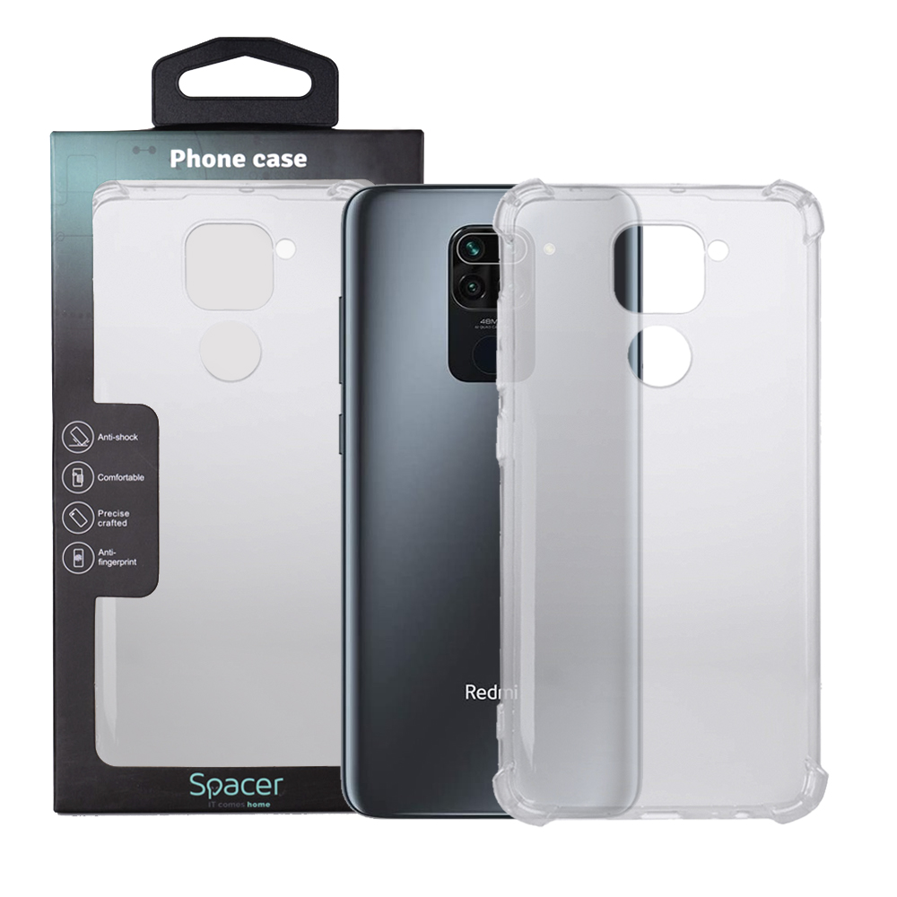 Husa de protectie Spacer pentru Xiaomi Redmi Note 9, material flexibil TPU, Transparenta