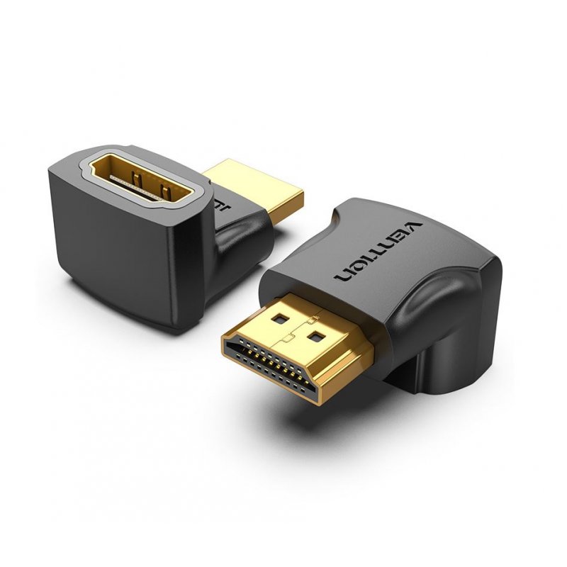 Adaptor video Vention, HDMI(T) la HDMI(M), rezolutie maxima 4K la 60Hz, conectori auriti, unghi 270 grade, invelis PVC, negru, „AINB0” (timbru verde 0.03lei) –  6922794747876