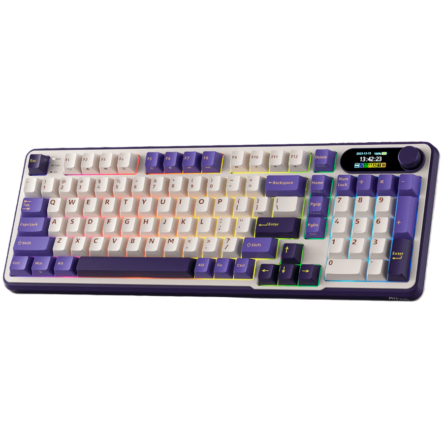 Tastatura mecanica ROYAL KLUDGE S98 afisaj inteligent si buton, BT/2.4G/USB-C, Chartreuse Switch, 98 de taste, Berry 2 Tastatura mecanica ROYAL KLUDGE S98 afisaj inteligent si buton, BT/2.4G/USB-C, Chartreuse Switch, 98 de taste, Berry - imagine 2