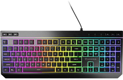 Tastatura gaming Genesis Rhod 530, iluminare RGB, 10 moduri, 7 taste multimedia, neagra, USB