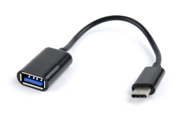 Cablu adaptor OTG USB 2.0 mama la USB tip C tata, Cablexpert 10011, lungime 20 cm, in blister, negru