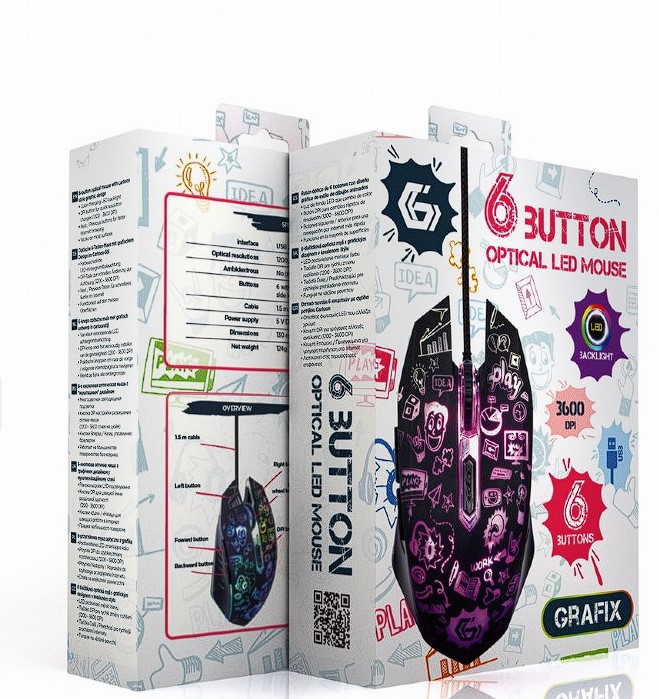 Mouse gaming, Gembird 3600 dpi, iluminare, 1.5m, Negru, MUS-6B-GRAFIX-01 4 Mouse gaming, Gembird 3600 dpi, iluminare, 1.5m, Negru, MUS-6B-GRAFIX-01 - imagine 4