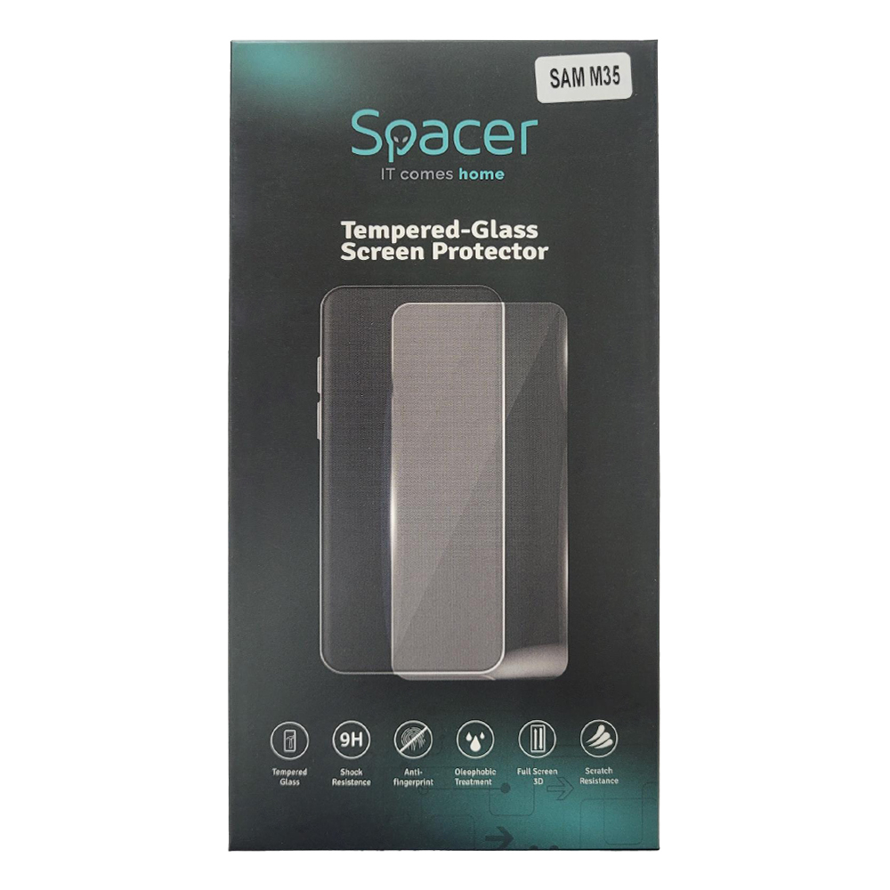 Folie sticla Spacer pentru Samsung Galaxy M35 grosime 0.3mm, acoperire totala ecran, strat special anti-ulei si anti-amprenta