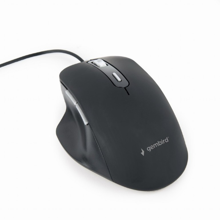 MOUSE GEMBIRD cu fir, pt. PC sau NB, USB, optic, 3600 dpi, butoane-scroll 6-1, Negru, „MUS-6B-02”