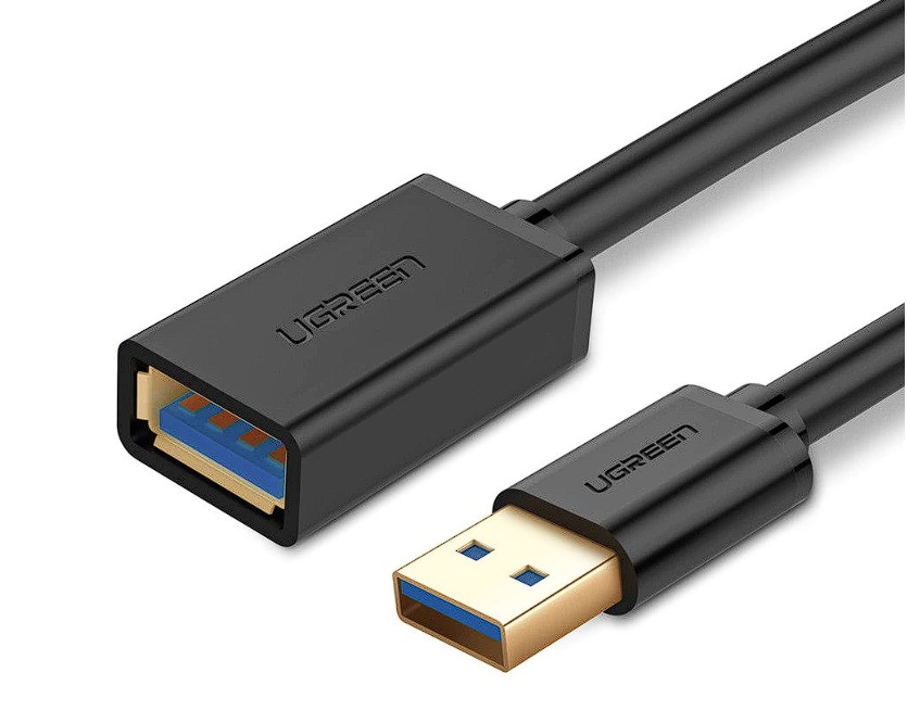 Cablu USB Ugreen prelungitor, US129 USB 3.0 (T) la USB 3.0 (M), conectori auriti, 3m, negru