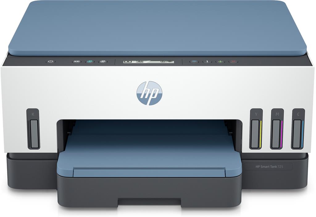 Multifunctional inkjet color CISS HP Smart Tank 725, Inkjet, color, Wireless, Duplex, A4,18.000 pagini alb-negru sau 8.000 pagini color, Dark Surf Blue