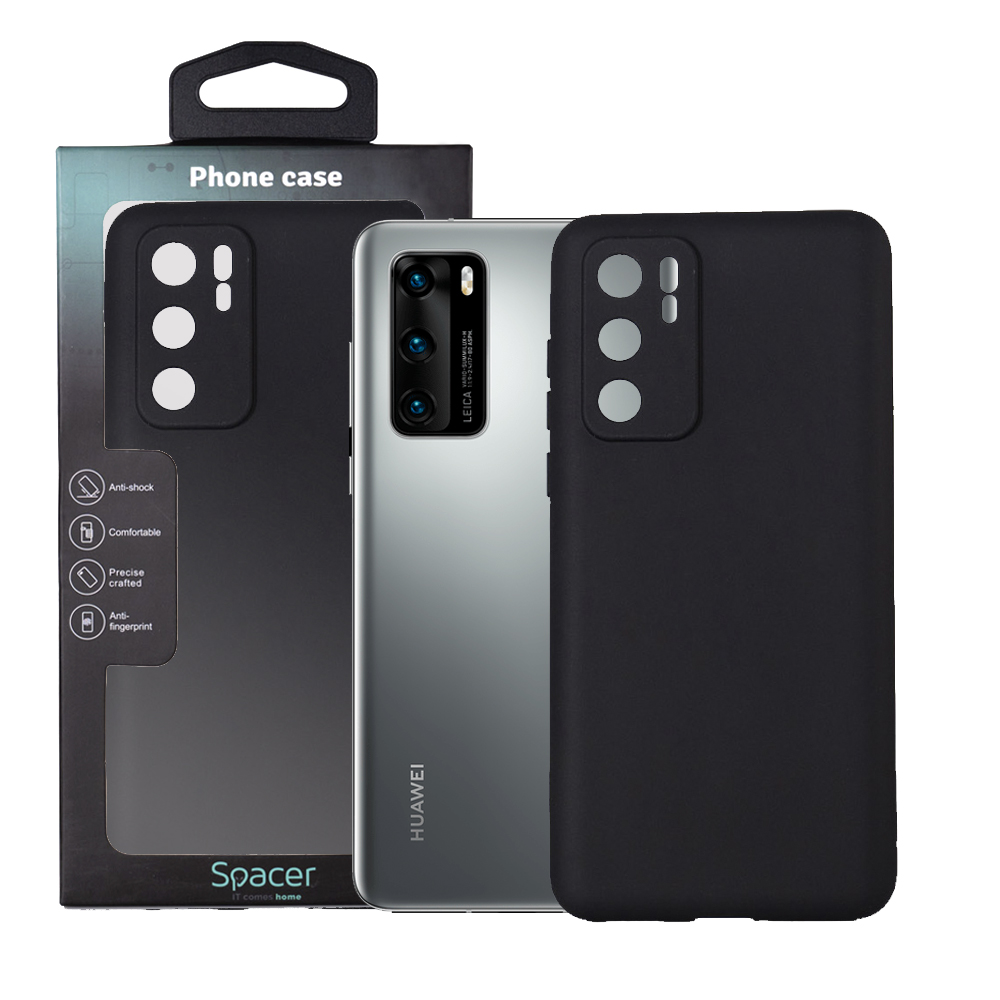 Husa de protectie Spacer pentru Huawei P 40, material flexibil TPU, Negru