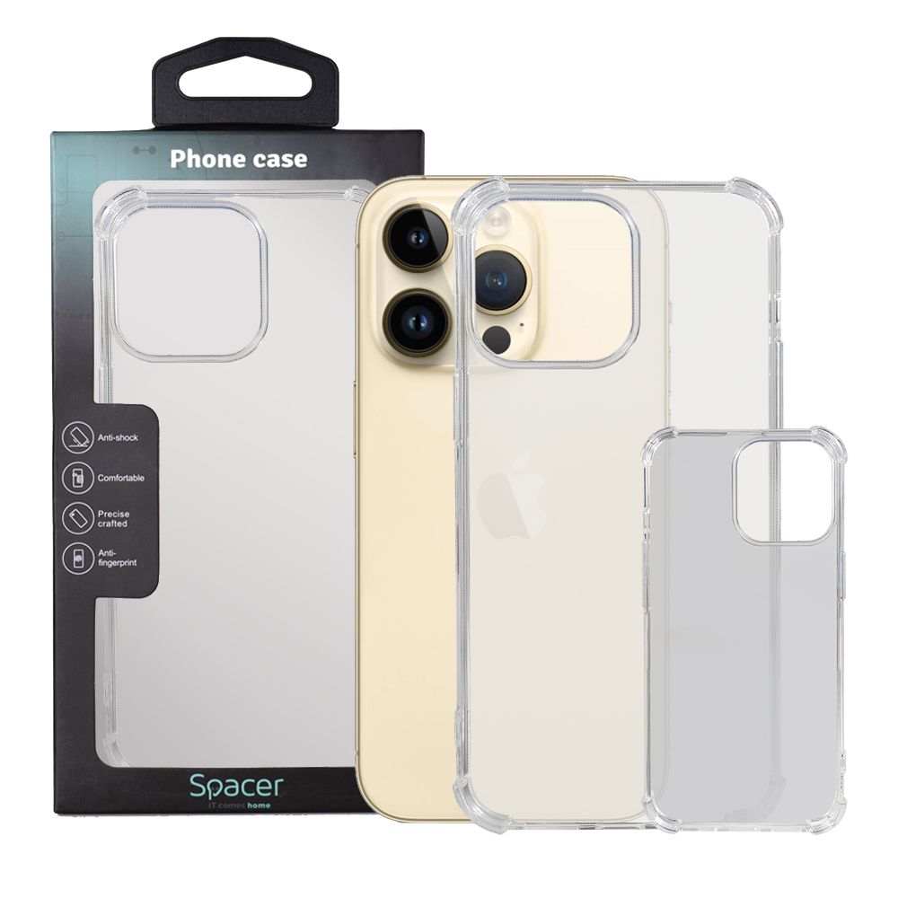Husa de protectie Spacer pentru Iphone 14 Pro Max, material flexibil TPU, Transparenta