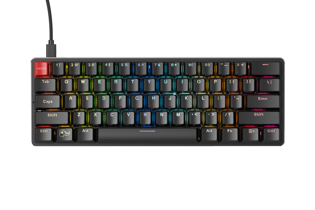 Tastatura mecanica gaming Glorious GMMK Compact, iluminare RGB, switch Gateron Brown, US-Layout, Negru