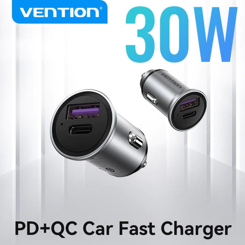 Incarcator auto Vention Two-Port USB A+A(30+30) Car Charger Gray Mini Style Aluminium Alloy Type 2 Incarcator auto Vention Two-Port USB A+A(30+30) Car Charger Gray Mini Style Aluminium Alloy Type - imagine 2
