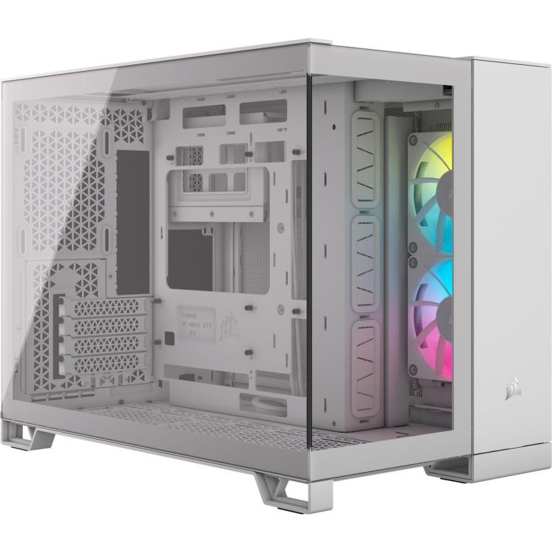 Carcasa Corsair iCUE LINK 2500X RGB, Micro ATX, Dual Chamber, sticla securizata, Alb