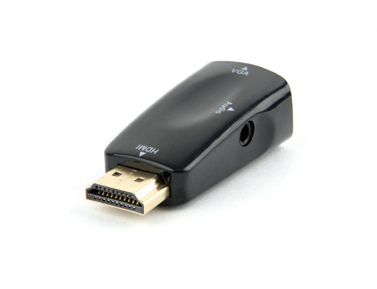 Adaptor video Gembird HDMI (T) la VGA (M), rezoluție maximă Full HD la 60Hz, negru, A-HDMI-VGA-02