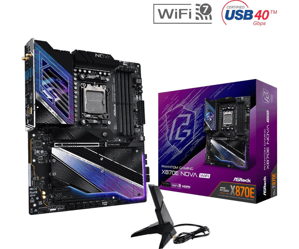 Placa de baza ASRock PHANTOM GAMING X870E Nova WiFi, AMD X870, AM5, ATX, DDR5