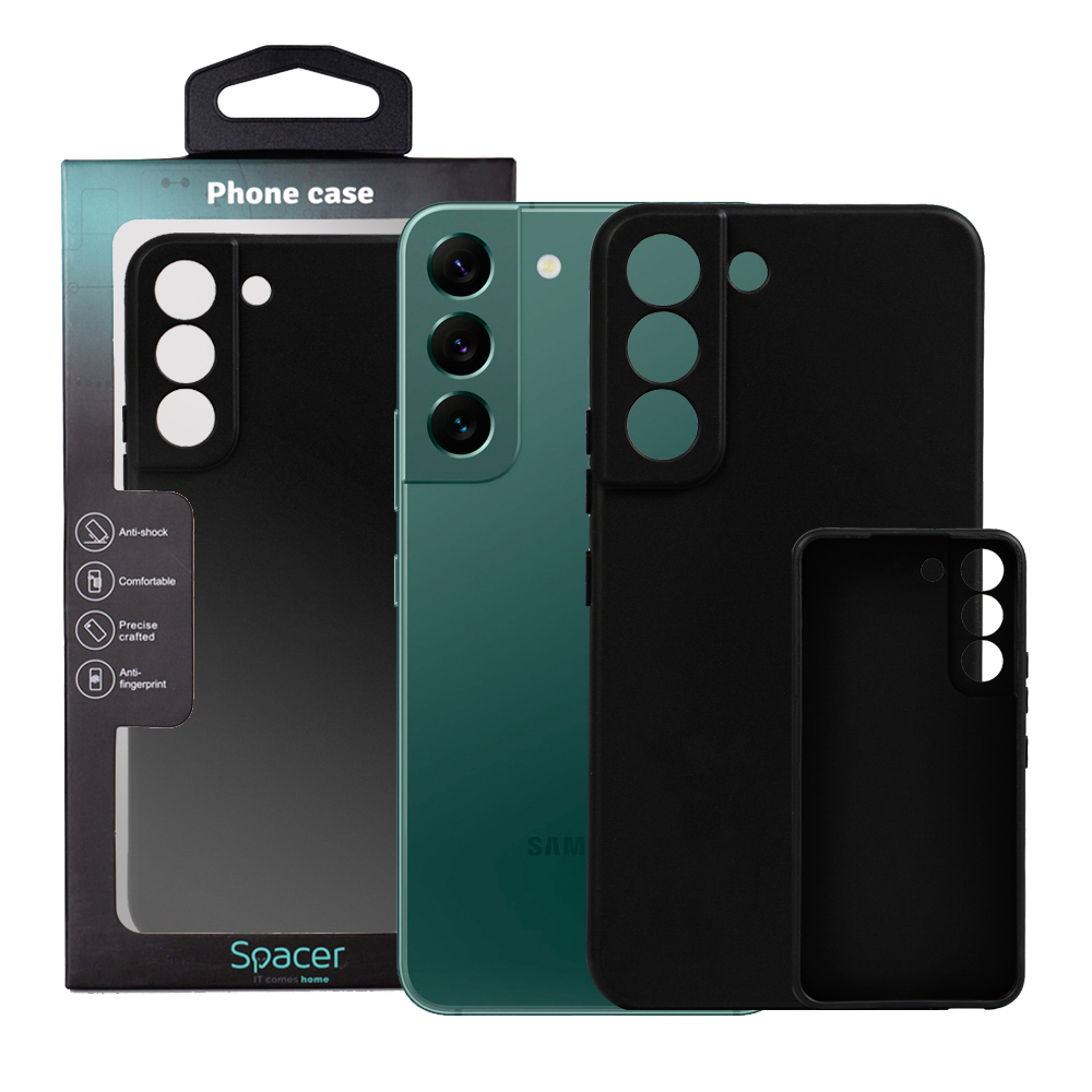 Husa de protectie Spacer pentru Samsung Galaxy S22, material flexibil TPU, Negru