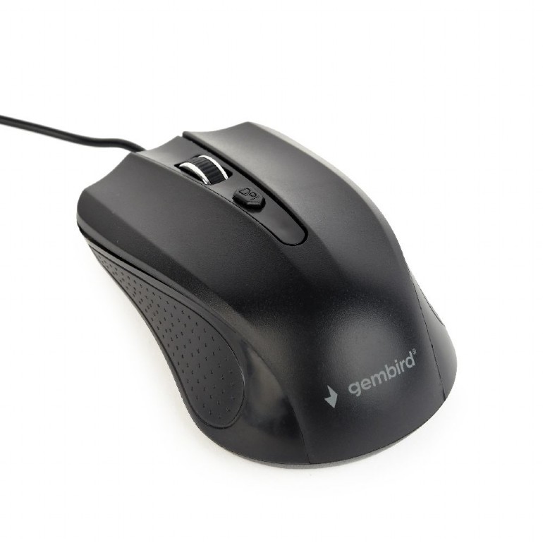 MOUSE GEMBIRD, PC sau NB, cu fir, USB, optic, 1200 dpi, butoane/scroll 4/1, cablu 1.8m, negru, „MUS-4B-01L” (timbru verde 0.18 lei)