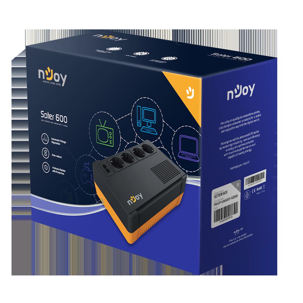 UPS nJoy Soter 600, 600VA/ 360W, 4 Prize Schuko cu protectie, functie auto-restart, Stabilizator de tensiune (AVR) 4 UPS nJoy Soter 600, 600VA/ 360W, 4 Prize Schuko cu protectie, functie auto-restart, Stabilizator de tensiune (AVR) - imagine 4