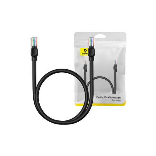 Cablu retea Ethernet, Baseus, PVC, CAT5, 1 m, 1000 Mbps, Negru