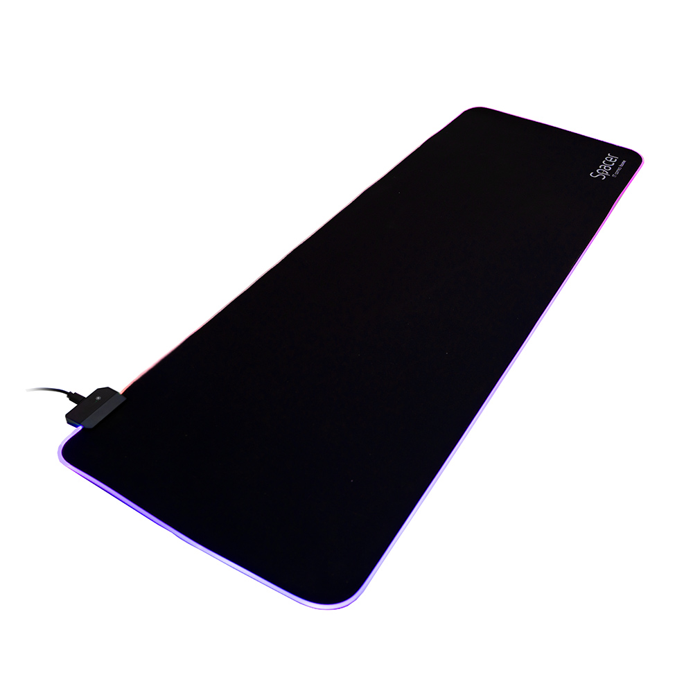 Mousepad gaming RGB Spacer, cauciuc si material textil, 900 x 300 x 3 mm, 1.8 m lungime cablu, Negru