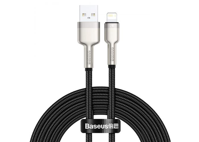 Cablu alimentare si date Baseus, Cafule Metal, Fast Charging, USB la tip Lightning 2.4A braided, 2 m, Negru