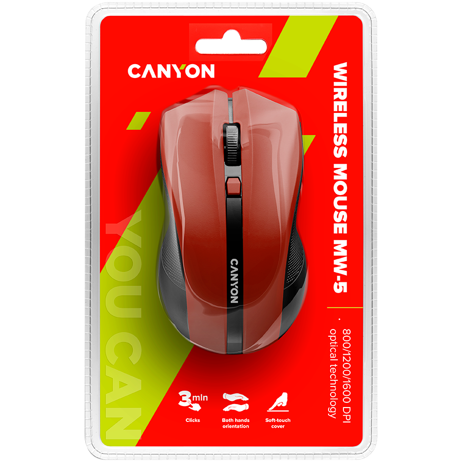 Mouse wireless Canyon, 2.4 GHz, 1600 dpi, Rosu/Negru 5 Mouse wireless Canyon, 2.4 GHz, 1600 dpi, Rosu/Negru - imagine 5