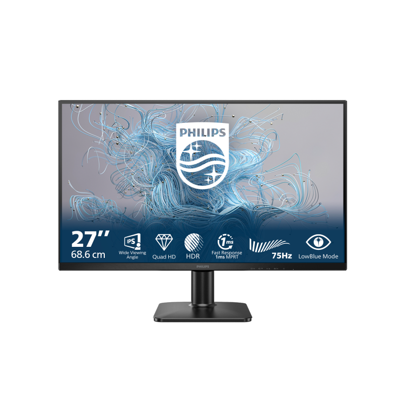 Monitor Philips 27″ IPS QHD 2560×1440 75Hz 4ms (1ms MPRT) HDR10 FlickerFree HDMI DisplayPort 27E2N1500L/00