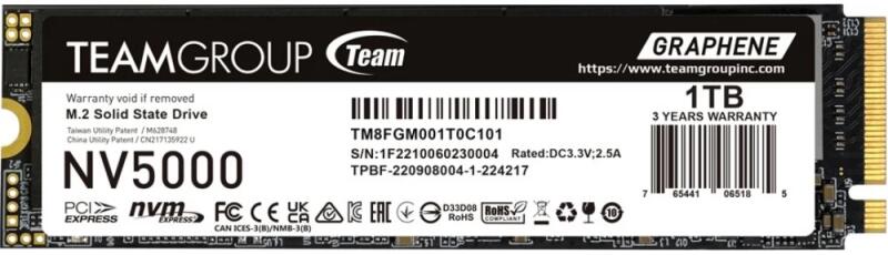 SSD TeamGroup 1TB M.2 2280 NVMe, 1900MB/s scriere, 4500MB/s citire, 3,7mm