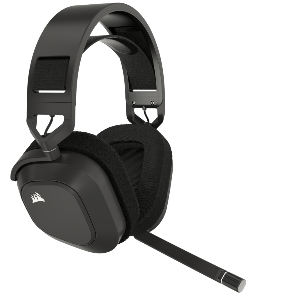 Casti gaming Corsair HS80 MAX 2.4Ghz wireless/bluetooth, multiplatform, Dolby Atmos® Spatial Audio, acumulator, Steel gray