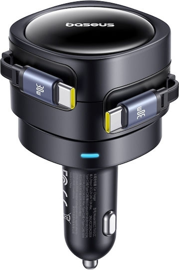 Baseus Enjoyment Max incarcator auto cu cabluri USB-C+USB-C 60W Negru