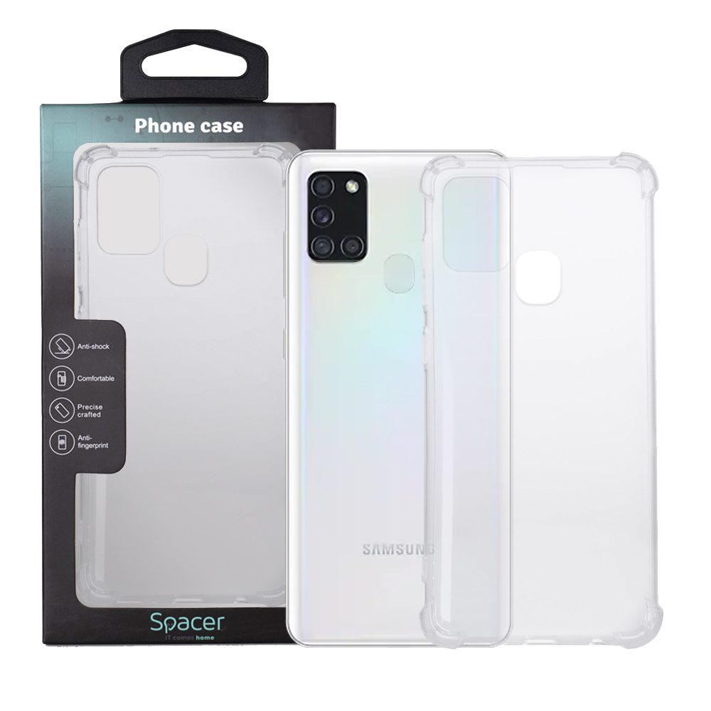Husa de protectie Spacer pentru Samsung Galaxy A21S, material flexibil TPU, Transparenta
