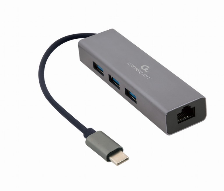 Hub si Adaptor retea USB-C, 3 x USB 3.1, 1 x RJ45 1000 Mbps, Gembird 1 Hub si Adaptor retea USB-C, 3 x USB 3.1, 1 x RJ45 1000 Mbps, Gembird