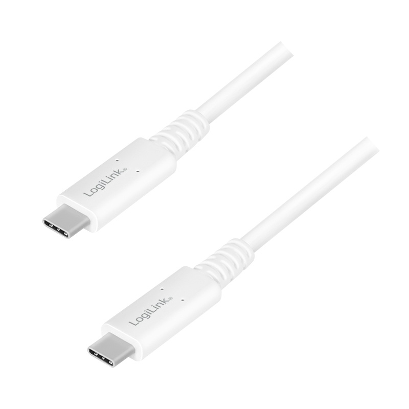 Cablu alimentare si date Logilink CU0180, USB 4 Gen3, USB Type-C la USB Type-C, UHD 8K / 60Hz 7680×4320, 0.8m, Alb