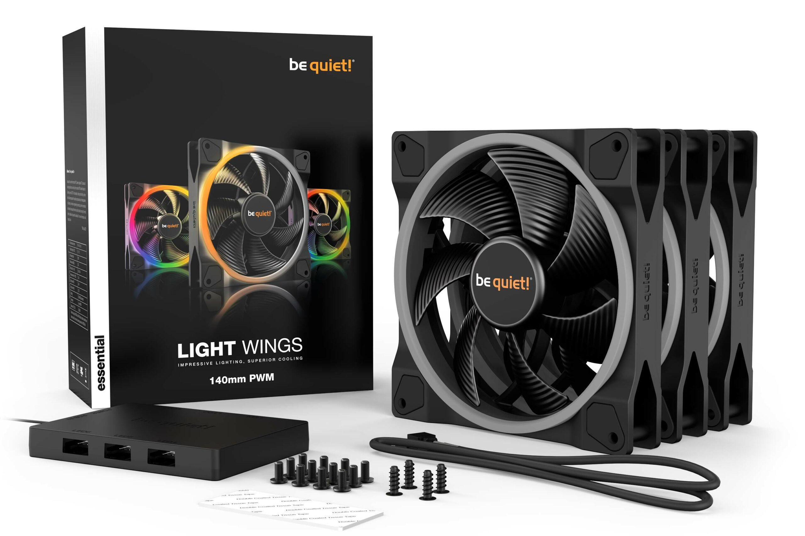 Ventilator be quiet! LIGHT WINGS 140mm PWM Triple-Pack, BL078 2 Ventilator be quiet! LIGHT WINGS 140mm PWM Triple-Pack, BL078 - imagine 2