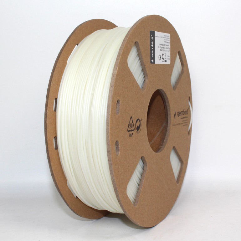 Filament Gembird, 1.75mm, 1kg, PVA, Alb