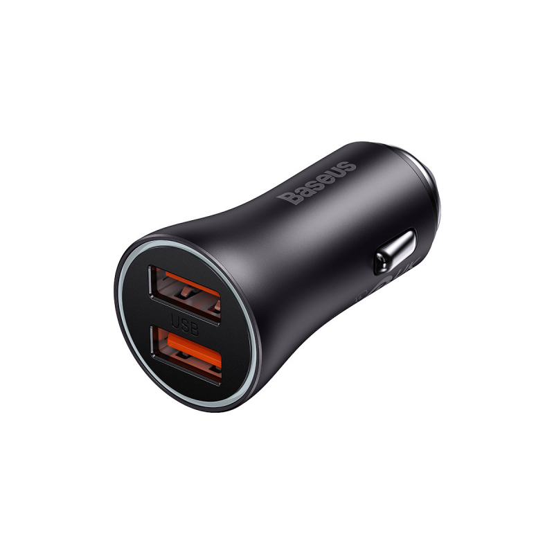 Incarcator auto, Baseus, 2 x USB, 60 W, Gri