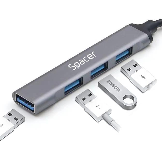 HUB extern SPACER SPHB-USB-4U-01 porturi USB USB3.0 x1 USB2.0 x3 4 HUB extern SPACER SPHB-USB-4U-01 porturi USB USB3.0 x1 USB2.0 x3 - imagine 4
