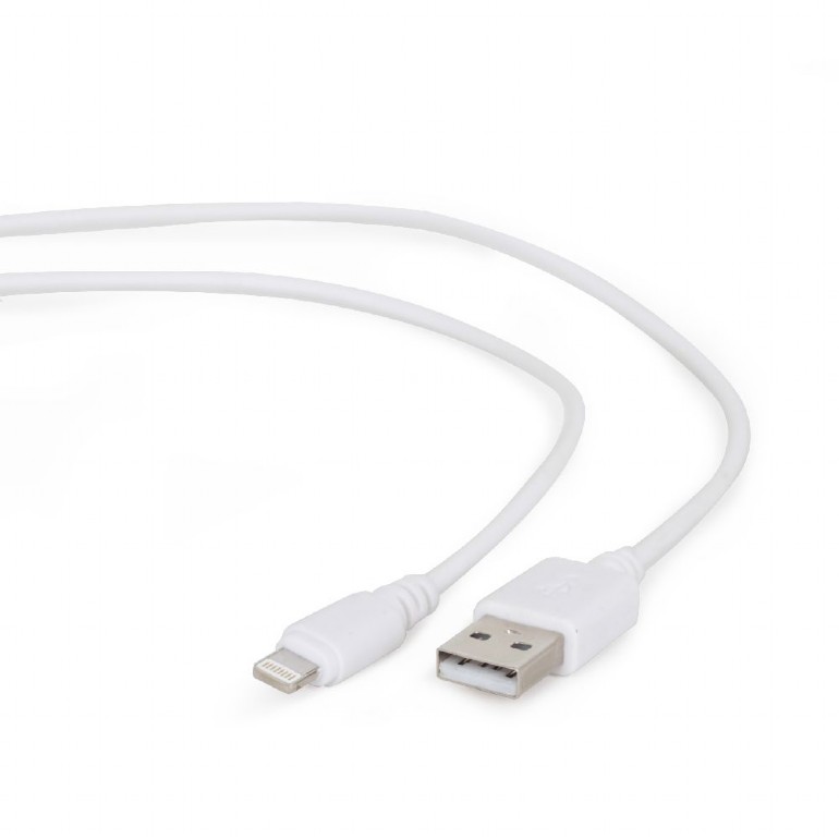 Cablu alimentare si date Gembird, USB 2.0 (T) la tip Lightning (T), 1m, Alb, CC-USB2-AMLM-W-1M
