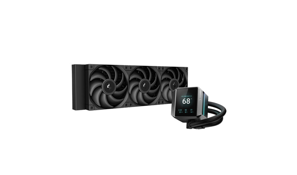 Cooler DeepCool, racire cu lichid, compatibil Intel si AMD, ventilator 3x 120mm 2150rpm, LED RGB adresabil, ecran LCD 2.8” customizabil, negru „R-LX750-BKDSNMP-G-1”